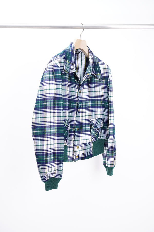 70's "UNKNOWN" -Check Pattern Polyester Jacket-