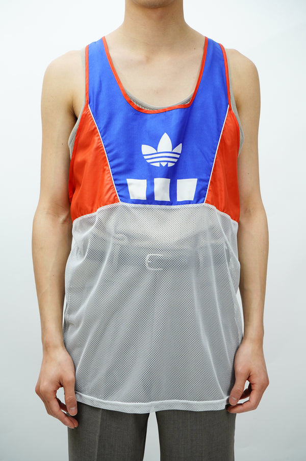 80's "adidas" -Logo Printed Mesh Tank Top-