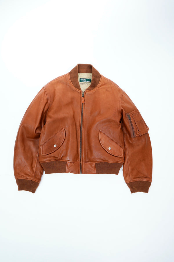 90's "POLO by Ralph Lauren" -"MA-1 Type" Leather Flight Jacket-