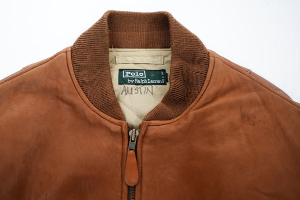 90's "POLO by Ralph Lauren" -"MA-1 Type" Leather Flight Jacket-