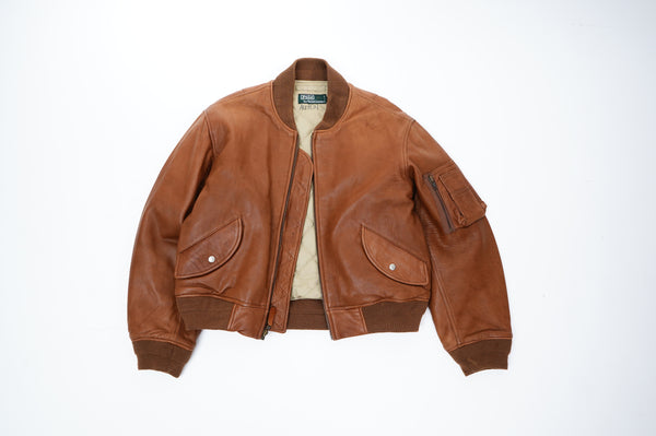 90's "POLO by Ralph Lauren" -"MA-1 Type" Leather Flight Jacket-
