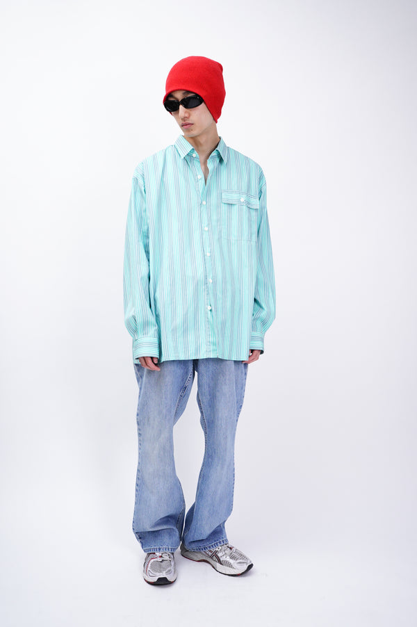 80's "marimekko" -Stripe Pattern L/S Shirts-