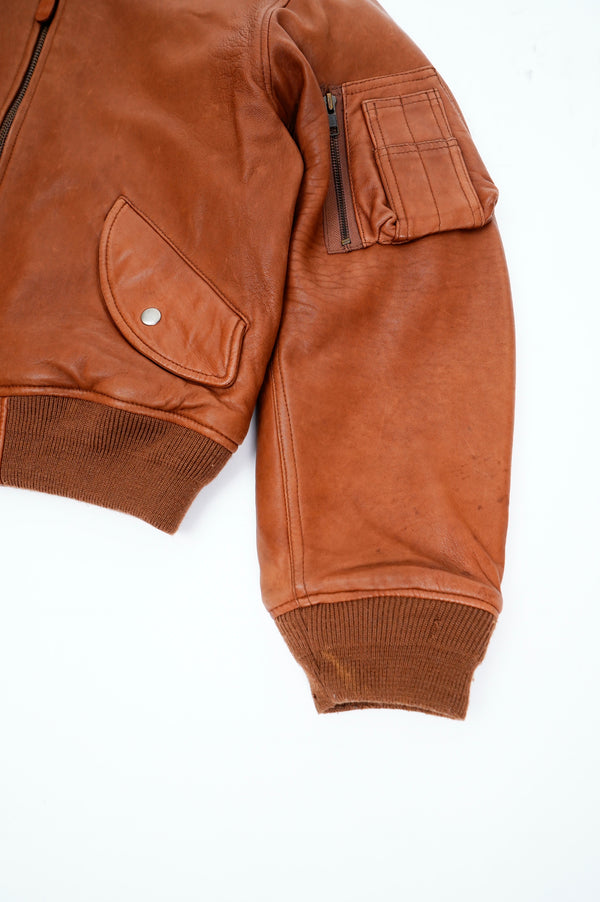 90's "POLO by Ralph Lauren" -"MA-1 Type" Leather Flight Jacket-