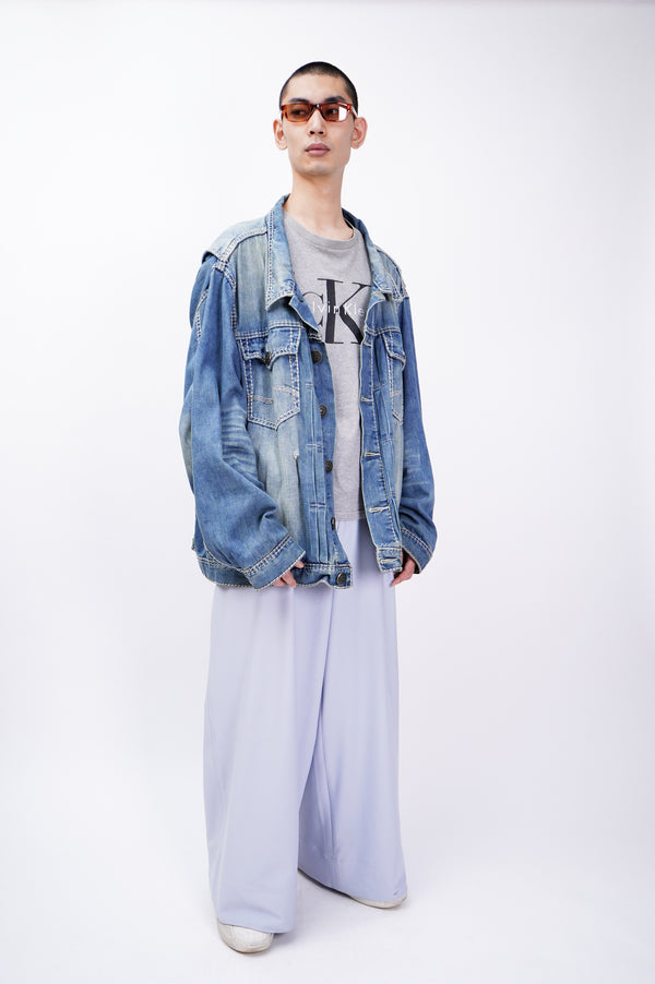 90's "RIVET DE CRU" -Stitch Design Denim Trucker Jacket-