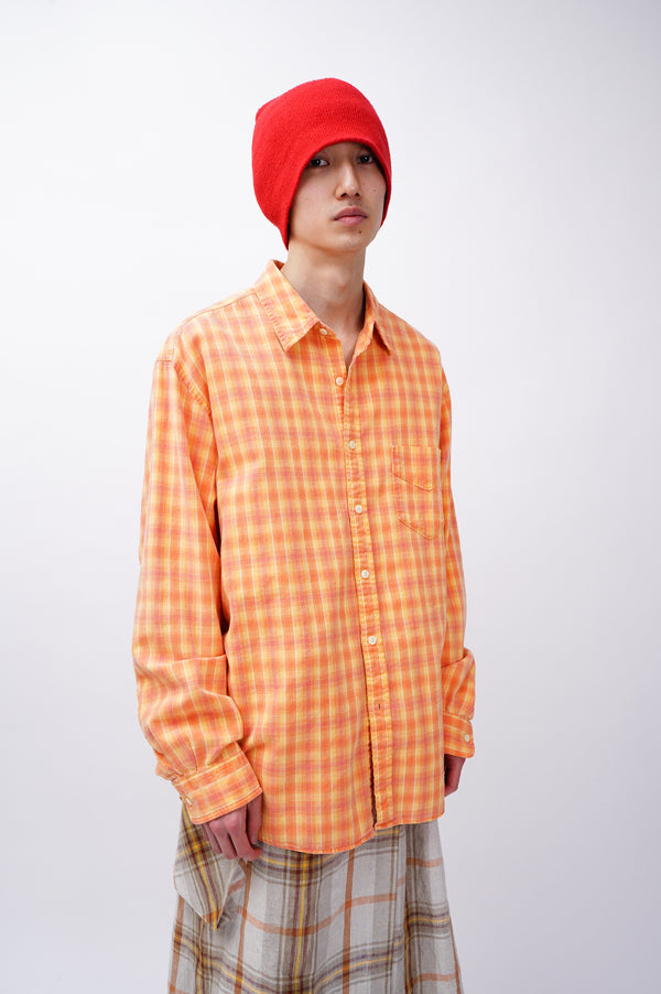 90's "J CREW" -Madras Check Pattern L/S Shirts-