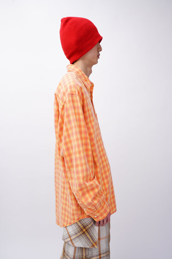 90's "J CREW" -Madras Check Pattern L/S Shirts-