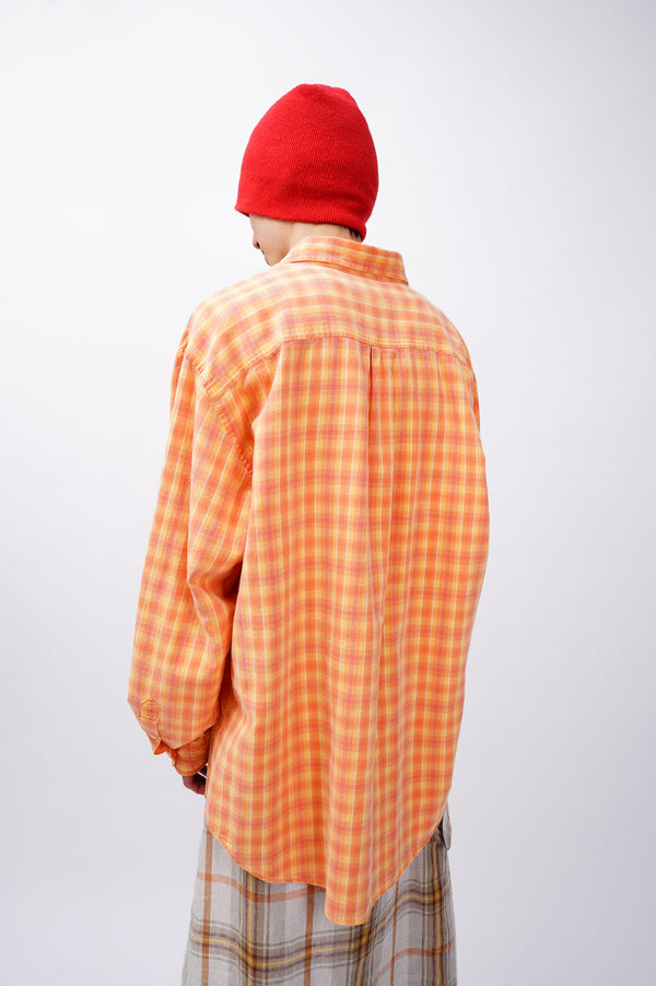 90's "J CREW" -Madras Check Pattern L/S Shirts-