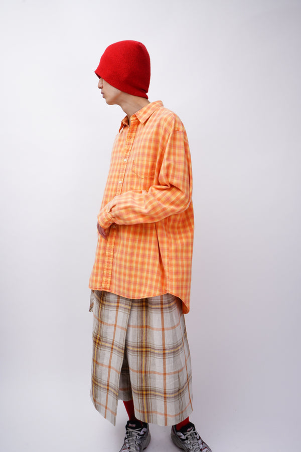 90's "J CREW" -Madras Check Pattern L/S Shirts-
