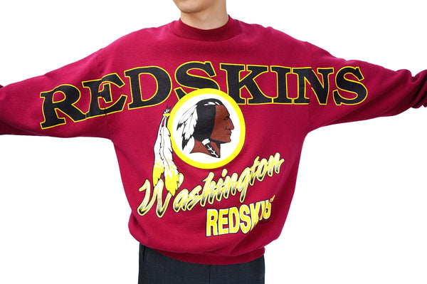 90's "FRUIT OF THE LOOM" -"RED SKINS" Crew Neck Print Sweat-
