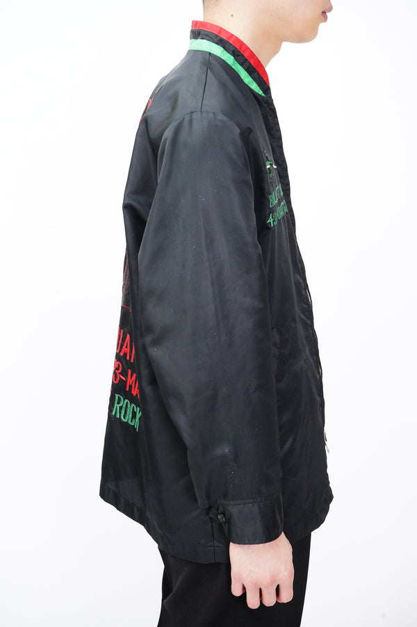 70's "UNKNOWN" -"ANDERSEN A.F.B." Black Power Embroidery Nylon Jacket-