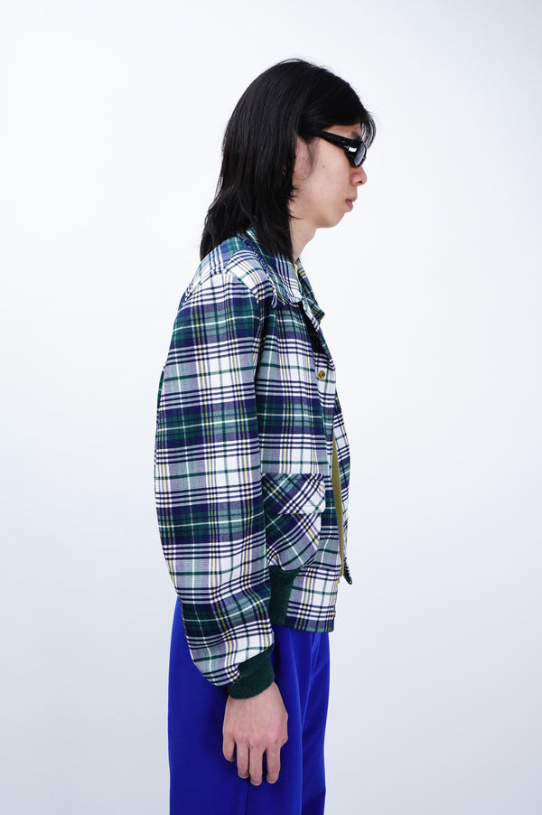 70's "UNKNOWN" -Check Pattern Polyester Jacket-