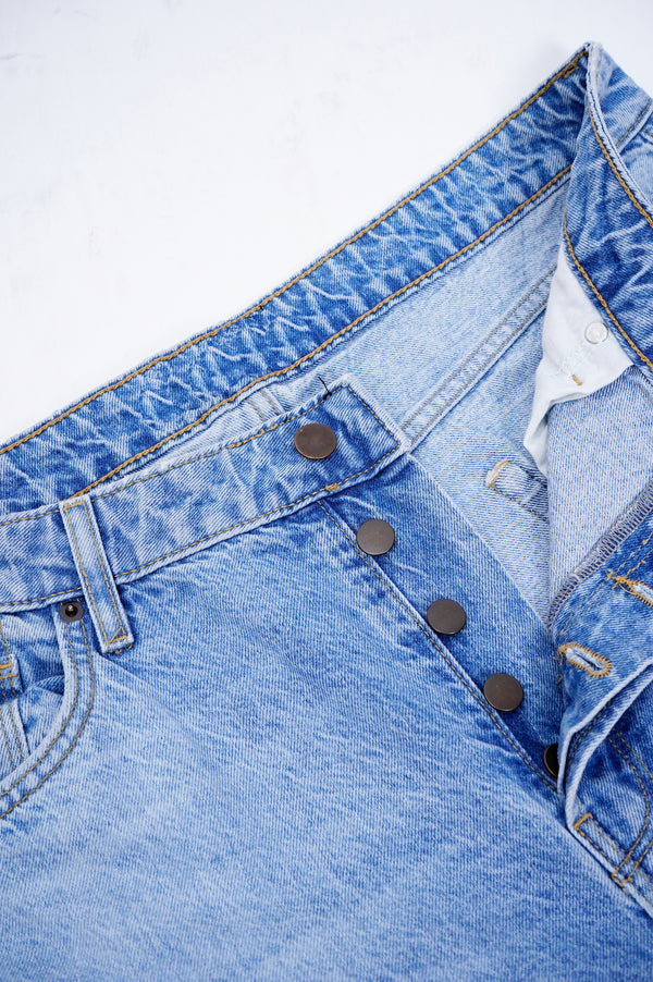 "UNKNOWN" -Cut Off Baggy Denim-