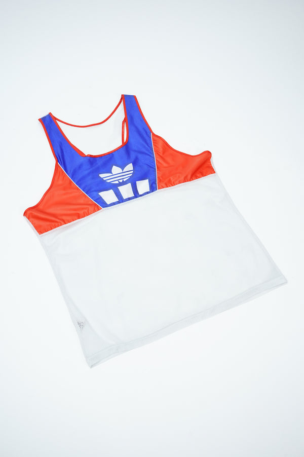 80's "adidas" -Logo Printed Mesh Tank Top-