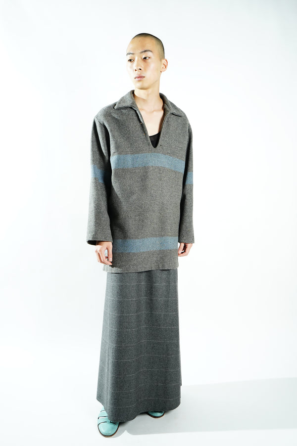 40's "MYER WOOLEN MILL" -Border Pattern Wool Skipper Pullover