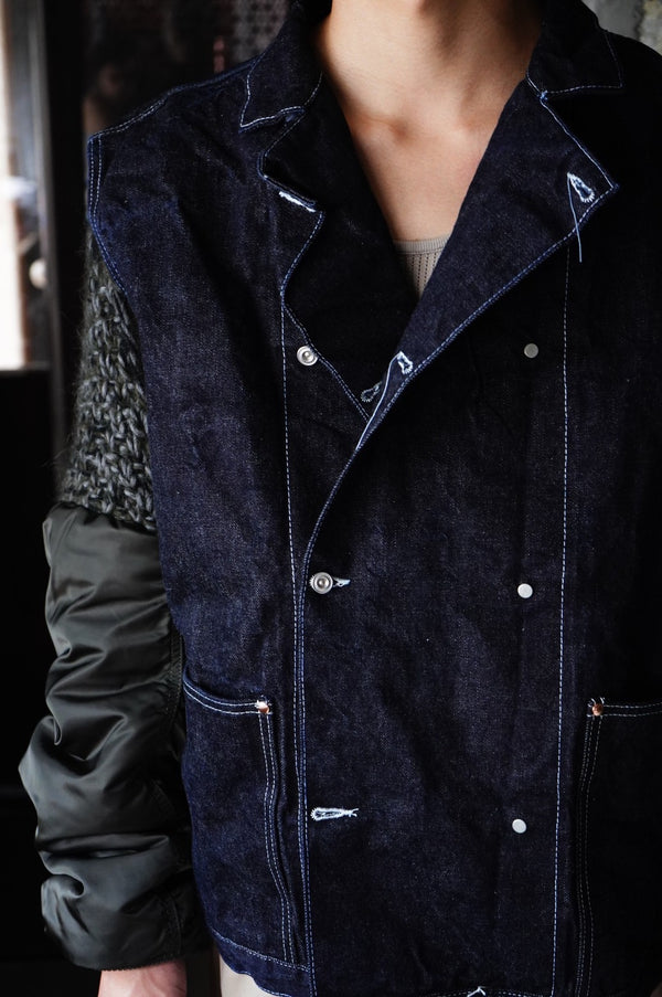 REEFER JEANS VEST -16oz SELVAGE DENIM-