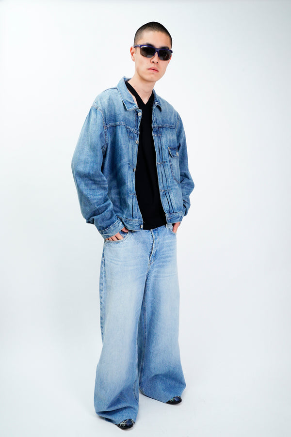 "UNKNOWN" -Cut Off Baggy Denim-