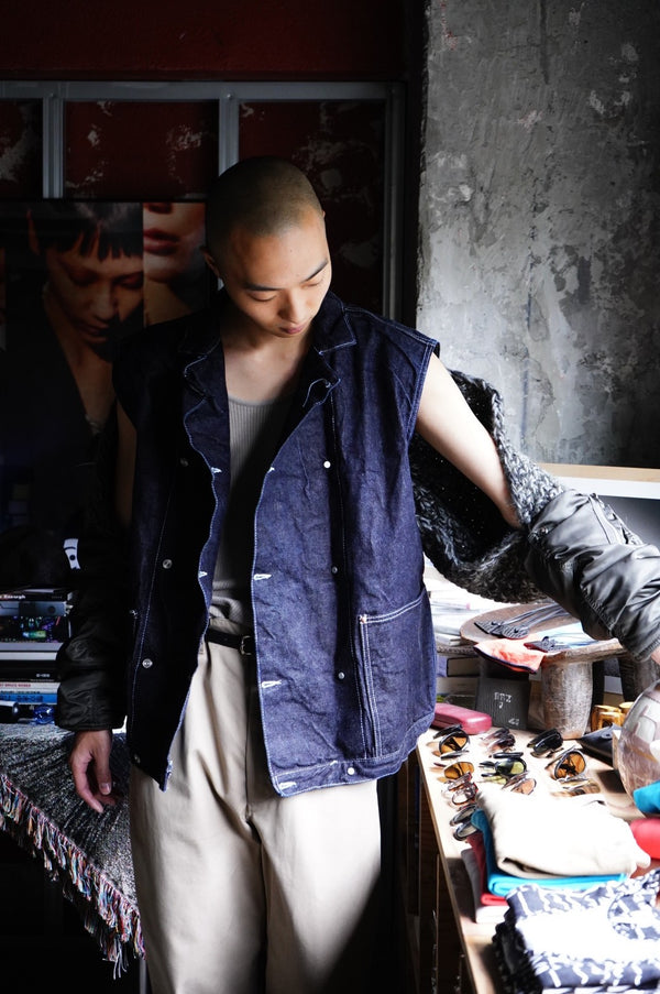 REEFER JEANS VEST -16oz SELVAGE DENIM-