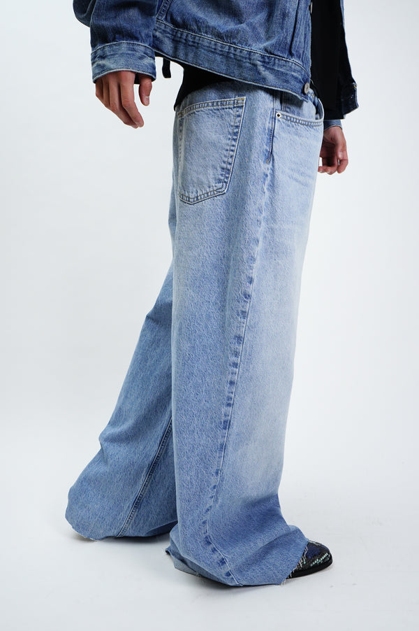 "UNKNOWN" -Cut Off Baggy Denim-