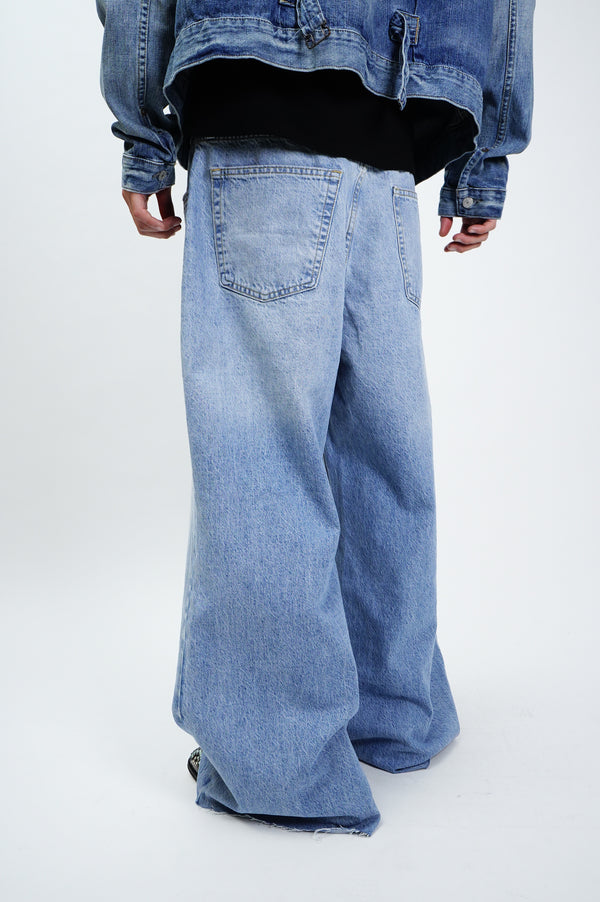 "UNKNOWN" -Cut Off Baggy Denim-