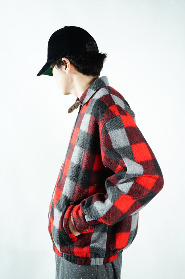 2000's "POLO GOLF RALPH LAUREN" -Block Check Pattern Fleece Swing Top-