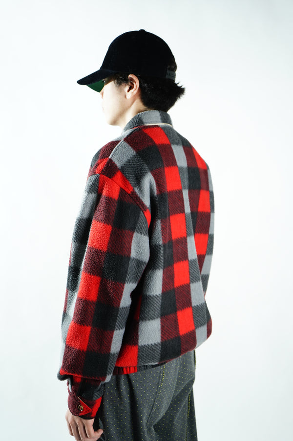 2000's "POLO GOLF RALPH LAUREN" -Block Check Pattern Fleece Swing Top-