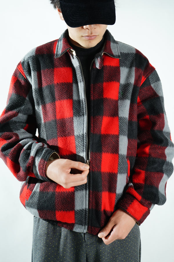 2000's "POLO GOLF RALPH LAUREN" -Block Check Pattern Fleece Swing Top-