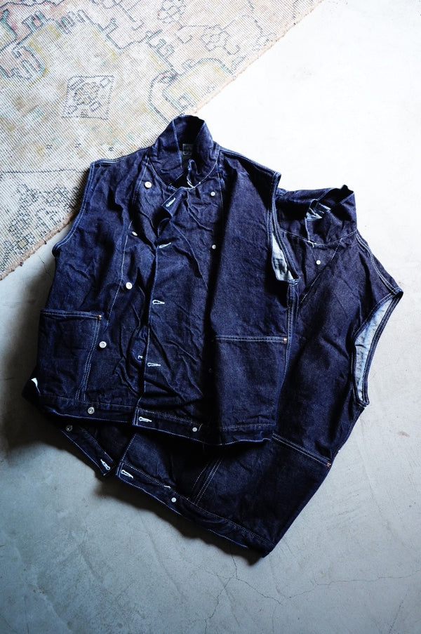 REEFER JEANS VEST -16oz SELVAGE DENIM-