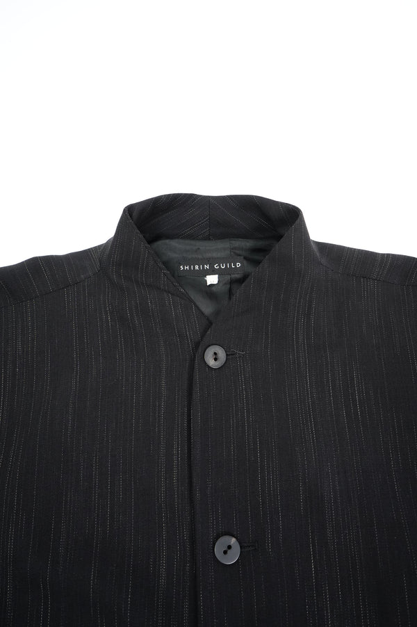 "SHIRIN GUILD" -Stripe Wool Wide Jacket-