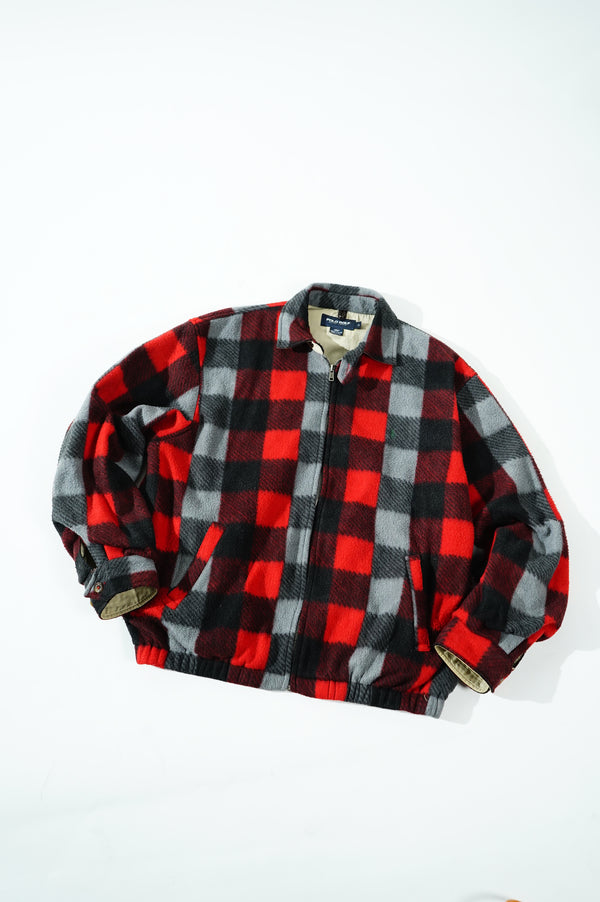 2000's "POLO GOLF RALPH LAUREN" -Block Check Pattern Fleece Swing Top-