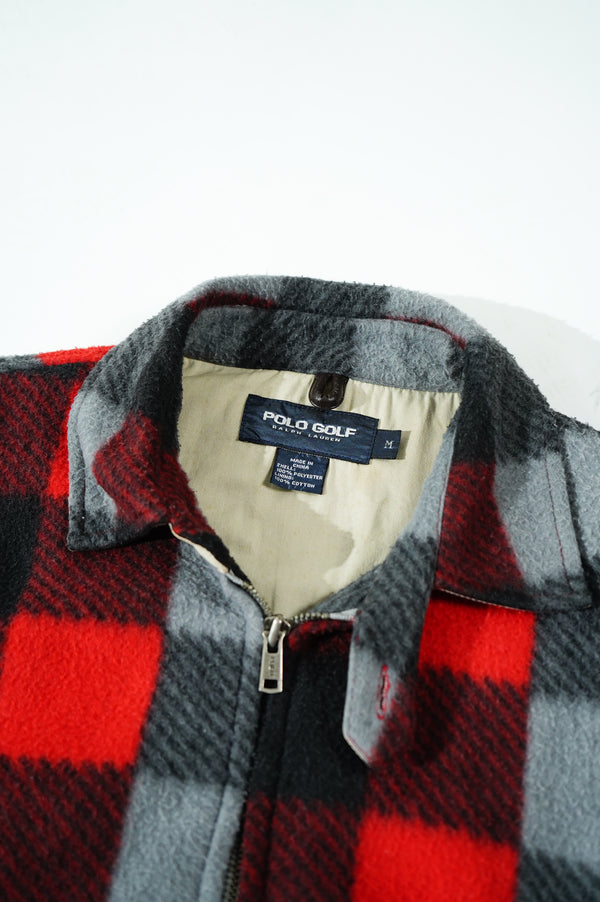 2000's "POLO GOLF RALPH LAUREN" -Block Check Pattern Fleece Swing Top-