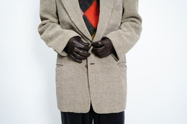 80’s ”GIORGIO ARMANI” -WOOL/NYLON/ACRYLIC Tailored Jacket-