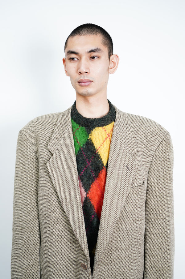 80’s ”GIORGIO ARMANI” -WOOL/NYLON/ACRYLIC Tailored Jacket-