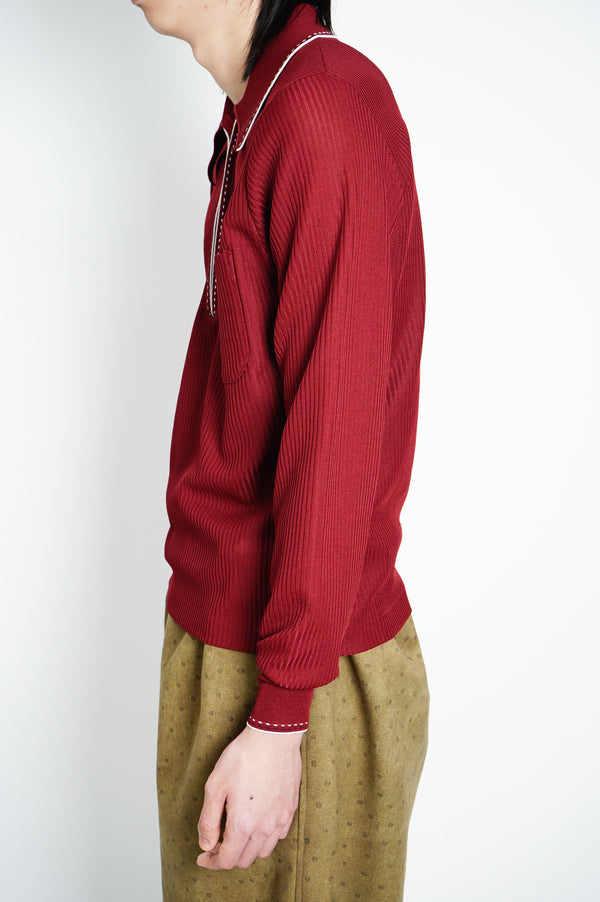 70's "JC Penny" -Half-Zip Polyester L/S Polo Shirt-