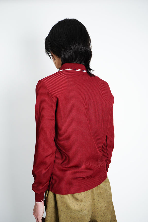 70's "JC Penny" -Half-Zip Polyester L/S Polo Shirt-