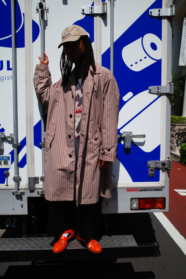 "BARACUTA" -Hounds Tooth Pattern Soutien Collar Coat-