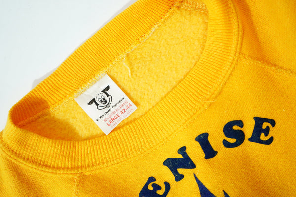 70's "Walt Disney Productions" -"DENISE Disneyland"Flocky Printed Crew Neck Sweat Shirt-