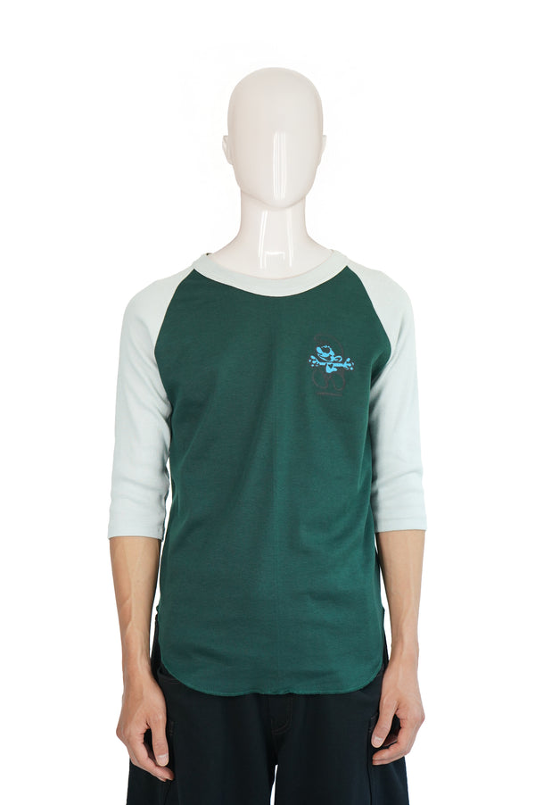 80`s "UNKNOWN" -Smurf Logo Printed Three-quarter Tee -