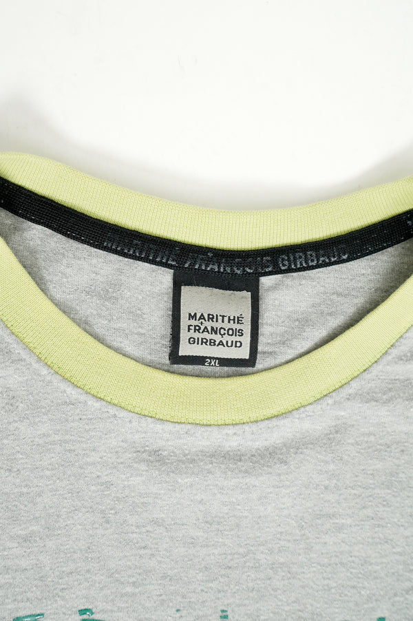 2000's "MARITHE FRANCOIS GIRBAUD" -Rubber Printed S/S Ringer Tee-