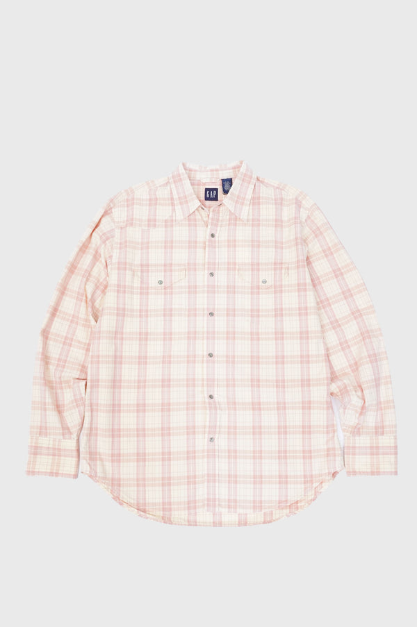 2000's "GAP" -Check Pattern Cotton Poplin L/S Western Shirt-