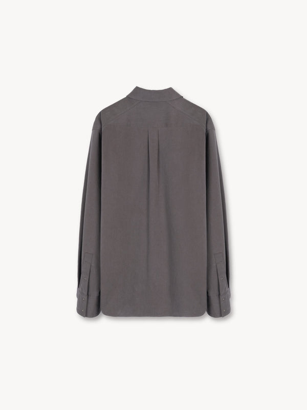 -"HAKU" SPLIT COLLAR SHIRT IN TWISTED COTTON-