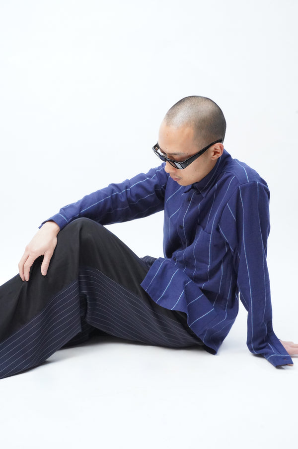 NAVY STRIPED COTTON SHIRT