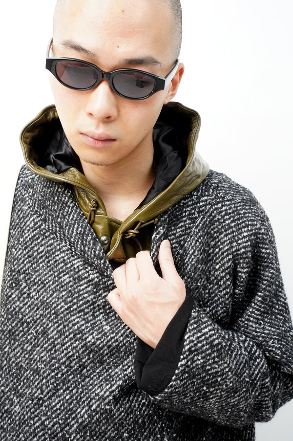 -BRIGHAM LEATHER HOODED JACKET-