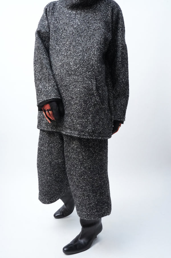 -PULLOVER SMOCK- [BLACK&WHITE TWEED]