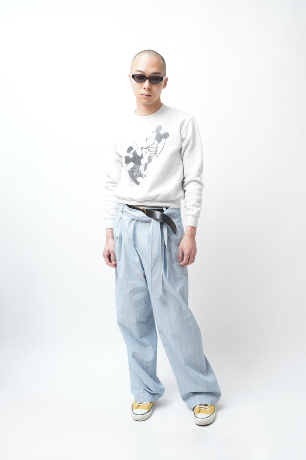 -WASHED ORGANIC COTTON BELTED 1TUCK TROUSER-