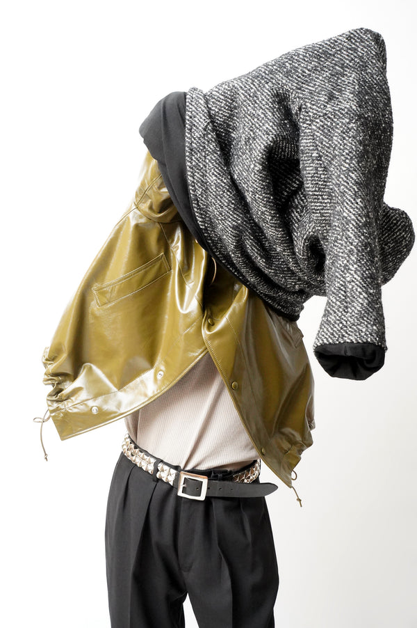 -BRIGHAM LEATHER HOODED JACKET-
