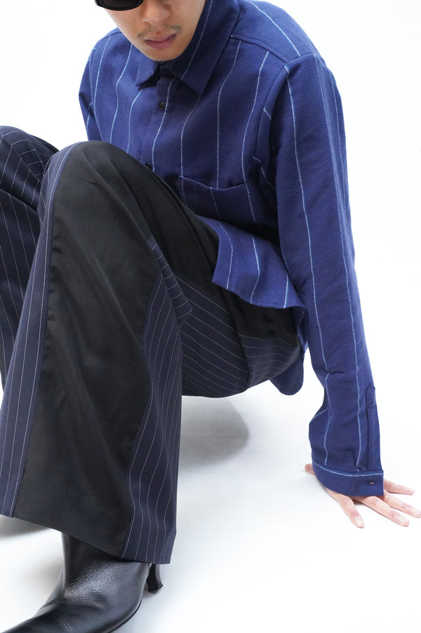 NAVY STRIPED COTTON SHIRT