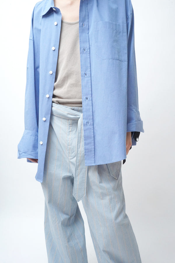 -WASHED ORGANIC COTTON BELTED 1TUCK TROUSER-