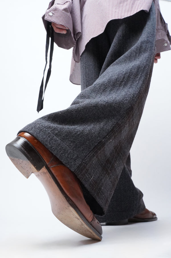 -DEAD STOCK LIMITED RARE VINTAGE FABRIC 1TUCK WIDE TROUSERS-