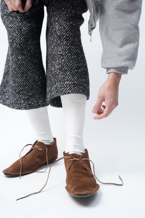 -Cropped Baggy- [Black&White Tweed]