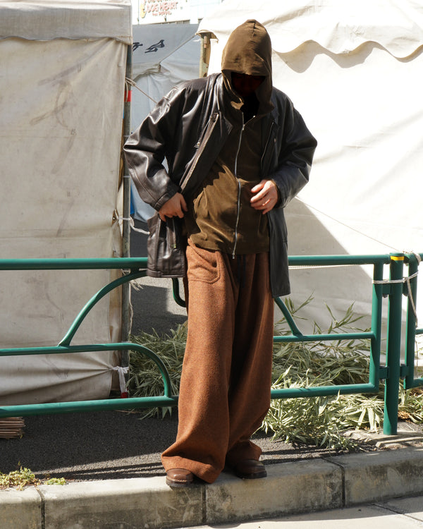 JUNO -WIDE-LEGGED ELASTICATED TROUSERS-[CHESTNUT]